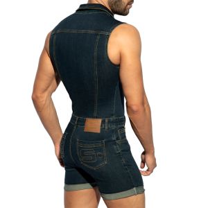 ES Collection Urban Denim Jumpsuit Shorts ESJ069 Dark Blue