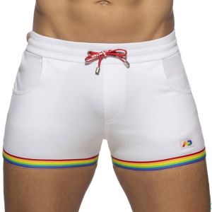 Addicted Rainbow Tape Cotton Shorts AD1147 White