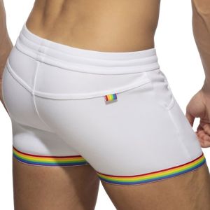 Addicted Rainbow Tape Cotton Shorts AD1147 White