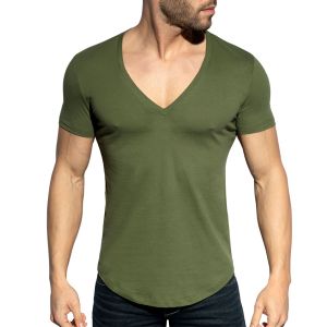 ES Collection Deep V-Neck T-Shirt TS333 Khaky