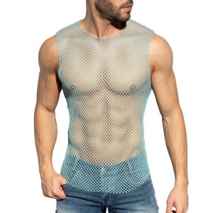 ES Collection Beachy Net Tank Top TS334 Sky Blue