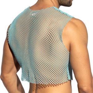 ES Collection Beachy Net Midriff Crop Top TS338 Sky Blue