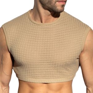 ES Collection Checkmate Midriff Crop Top TS342 Beige