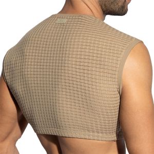 ES Collection Checkmate Midriff Crop Top TS342 Beige
