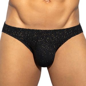 ES Collection Gold Glitter Bikini Brief UN617 Black