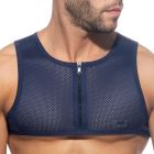 Addicted Mesh Zip Crop Top AD998 Navy