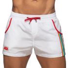 Addicted Rainbow Tape Swim Shorts ADS321 White