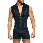 ES Collection Urban Denim Jumpsuit Shorts ESJ069 Dark Blue