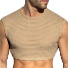 ES Collection Checkmate Midriff Crop Top TS342 Beige