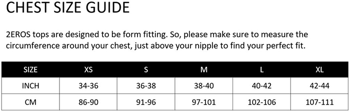 2eros Shirt Sizechart