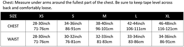 AC Shirt Sizechart