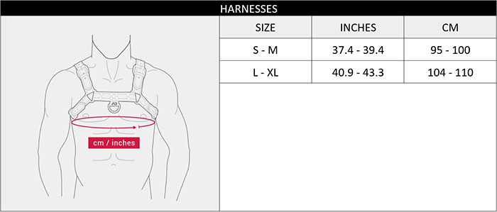 Addicted Size Chart Harness