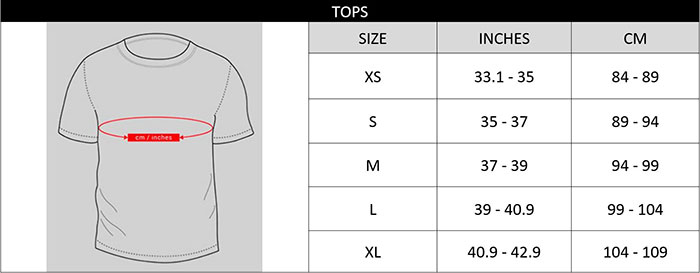 Addicted Size Chart Shirt